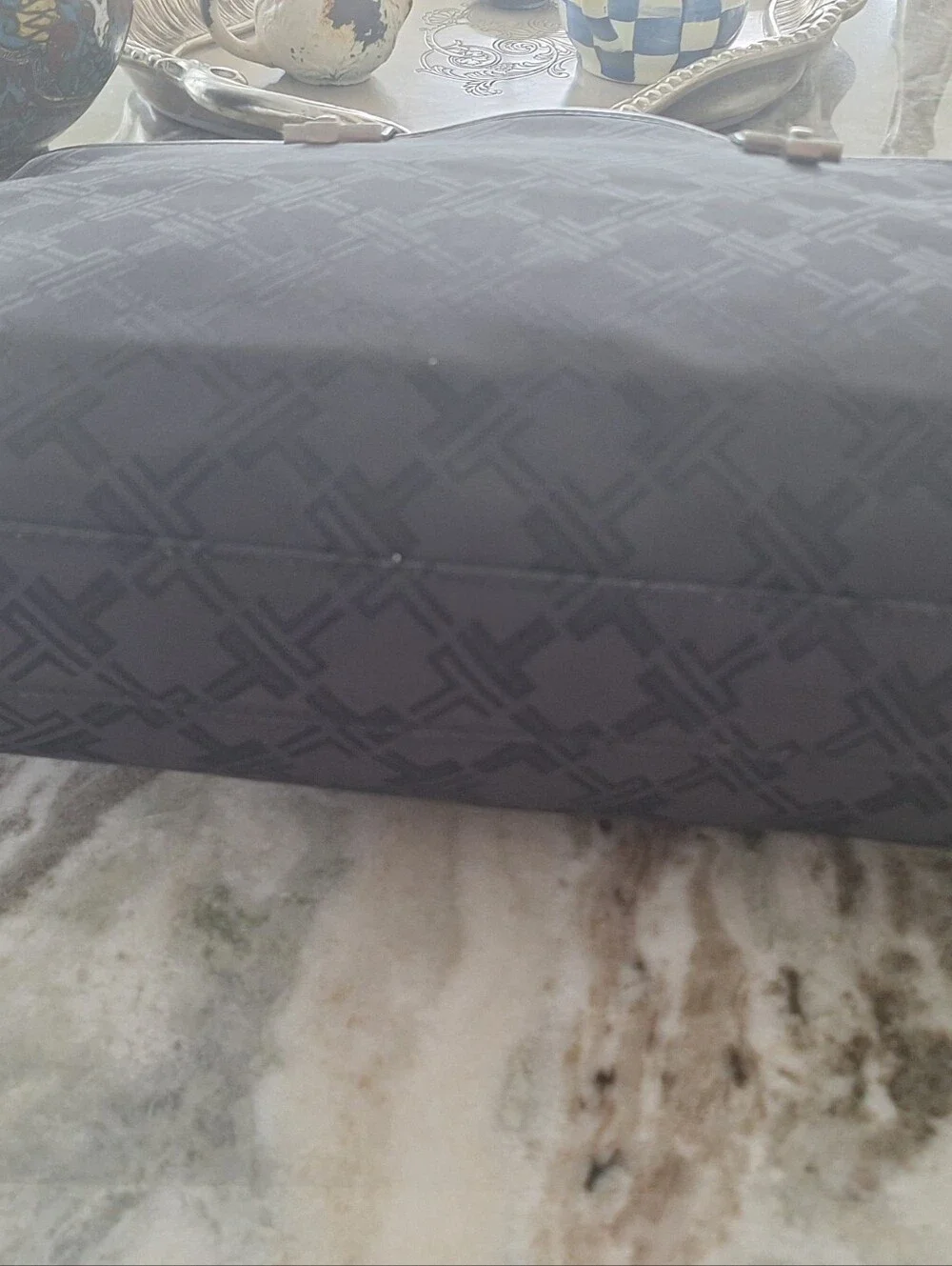 Tumi Black Quilted Logo Laptop Tote with Leather Handles